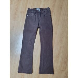 FRAME Le Crop Mini Boot Coated Cropped Bootcut Jeans Dark Chocolate Brown 24